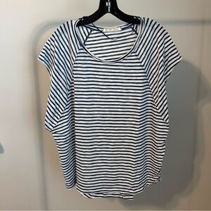 We The Free Navy and White Striped Oversize Tee, size small